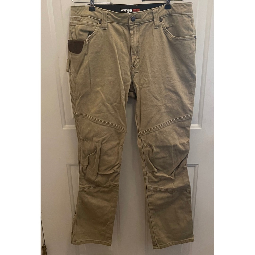 Wrangler Riggs Workwear 14X31 Tan Canvas Carpenter Pants Reinforced Knee - Picture 2 of 10